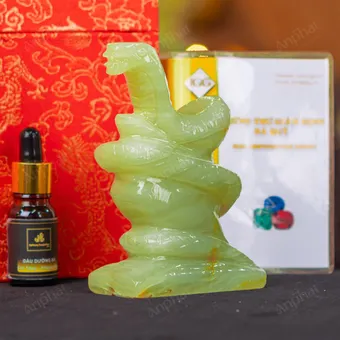 Tượng Rắn Đá Onyx Xanh - 12cm - M290105