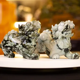 Cặp Tỳ Hưu Ngọc Phỉ Thúy (Ngọc Jadeite) Tự Nhiên Cao Cấp 16kg, 35cm - M2318