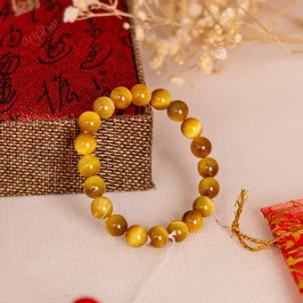 Vòng Tay Mắt Hổ Vàng Sáng 2A 8 Ly 079-0422A-8