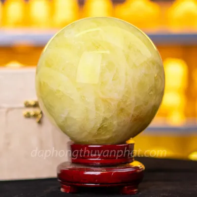 Quả Cầu Phong Thủy Đá Thạch Anh Vàng 6,43kg, 17cm - M1977643