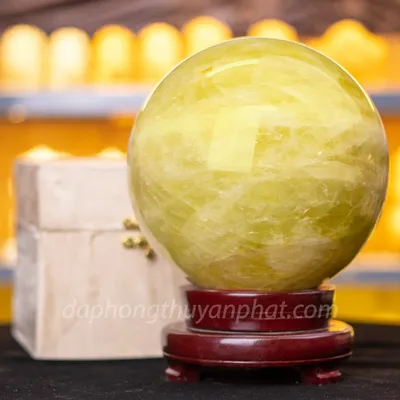 Quả Cầu Phong Thủy Đá Thạch Anh Vàng 9.61kg, 19cm - M197713