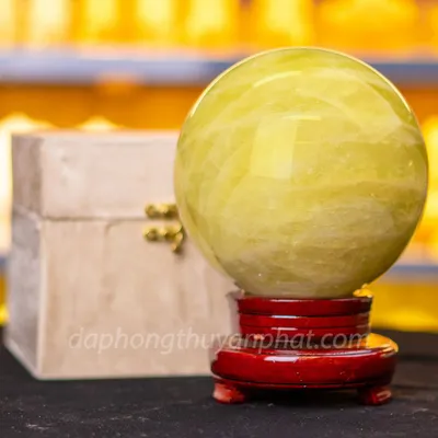 Quả Cầu Phong Thủy Đá Thạch Anh Vàng 4.88kg, 15cm - M19778