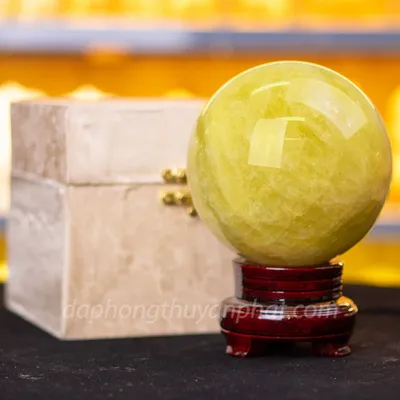 Quả Cầu Phong Thủy Đá Thạch Anh Vàng 2.94kg, 12,5cm - M19775