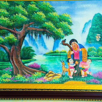 Tranh Đá Phong Thủy | Tranh Đá Quý Cao Cấp | Tranh Trường Thọ - Chất Liệu Đá Quý Tự Nhiên 100% - Kích Thước: 1m1 x 0,8m AT000