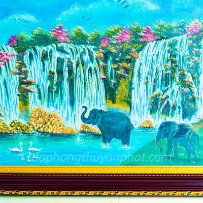 Tranh Đá Phong Thủy | Tranh Đá Quý Cao Cấp | Tranh Đá Quý Phong Cảnh | Tranh Cảnh Rừng Cao Nguyên Chất Liệu Đá Quý Tự Nhiên 100% - Kích Thước: 1m95 x 1m15
