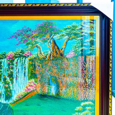 Tranh Đá Phong Thủy | Tranh Đá Quý Cao Cấp | Tranh Đá Quý Phong Cảnh | Tranh Cảnh Rừng Cao Nguyên Chất Liệu Đá Quý Tự Nhiên 100% - Kích Thước: 1m95 x 1m15