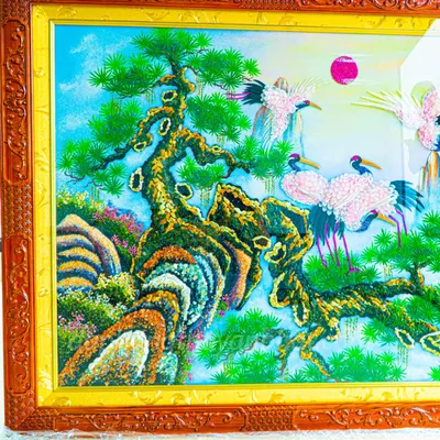 Tranh Đá Phong Thủy | Tranh Đá Quý Cao Cấp | Tranh Đá Quý Phong Cảnh | Tranh Tùng Hạc Đón Khách Chất Liệu Đá Quý Tự Nhiên 100% - Kích Thước: 1m92 x 1m12