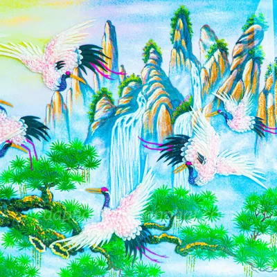 Tranh Đá Phong Thủy | Tranh Đá Quý Cao Cấp | Tranh Đá Quý Phong Cảnh | Tranh Tùng Hạc Đón Khách Chất Liệu Đá Quý Tự Nhiên 100% - Kích Thước: 1m92 x 1m12