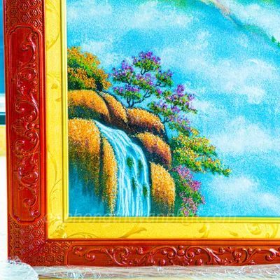 Tranh Đá Phong Thủy | Tranh Đá Quý Cao Cấp | Tranh Đá Quý Phong Cảnh | Tranh Tùng Hạc Chất Liệu Đá Quý Tự Nhiên 100% - Kích Thước: 1m92 x 1m12 AT009