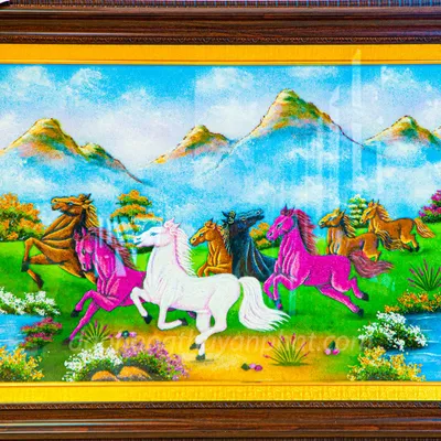 Tranh Đá Phong Thủy | Tranh Đá Quý Cao Cấp | Tranh Đá Quý Phong Cảnh | Tranh Bát Mã Chất Liệu Đá Quý Tự Nhiên 100% - Kích Thước: 1m1 x 0,80m AT014