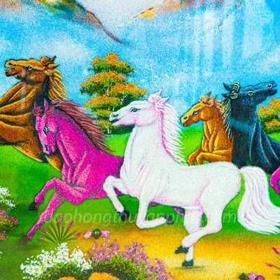 Tranh Đá Phong Thủy | Tranh Đá Quý Cao Cấp | Tranh Đá Quý Phong Cảnh | Tranh Bát Mã Chất Liệu Đá Quý Tự Nhiên 100% - Kích Thước: 1m1 x 0,80m AT014