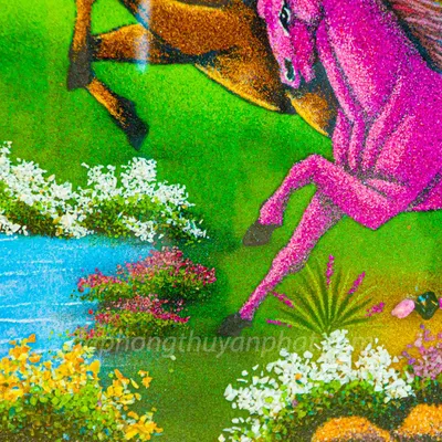 Tranh Đá Phong Thủy | Tranh Đá Quý Cao Cấp | Tranh Đá Quý Phong Cảnh | Tranh Bát Mã Chất Liệu Đá Quý Tự Nhiên 100% - Kích Thước: 1m1 x 0,80m AT014