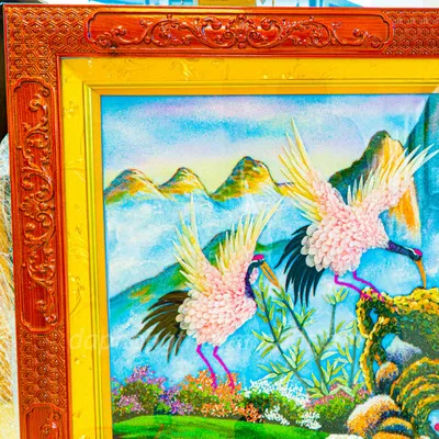 Tranh Đá Phong Thủy | Tranh Đá Quý Cao Cấp | Tranh Đá Quý Phong Cảnh | Tranh Đào Hạc Đón Khách Chất Liệu Đá Quý Tự Nhiên 100% - Kích Thước: 1m92 x 1m12 AT015