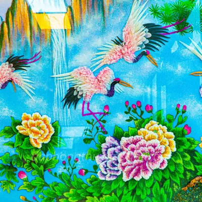Tranh Đá Phong Thủy | Tranh Đá Quý Cao Cấp | Tranh Đá Quý Phong Cảnh | Tranh Tùng Hạc Diên Niên Chất Liệu Đá Quý Tự Nhiên 100% - Kích Thước: 1m92 x 1m12