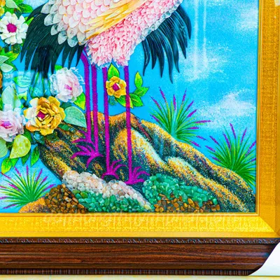 Tranh Đá Phong Thủy | Tranh Đá Quý Cao Cấp | Tranh Đá Quý Phong Cảnh | Tranh Đào Hạc Chất Liệu Đá Quý Tự Nhiên 100% - Kích Thước: 0,93m x 1m13 AT019