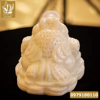 Thiềm Thừ (Cóc 3 Chân, Cóc Ngậm Tiền) Ngọc Marble Trắng Tự Nhiên 11,5kg - M20153