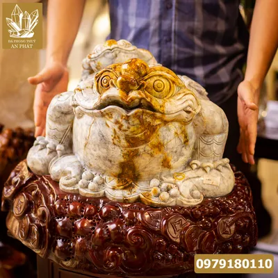 Thiềm Thừ Ngọc | Thiềm Thừ Ngọc Serpentine |Thiềm Thừ (Cóc 3 Chân, Cóc Ngậm Tiền) Ngọc Serpentine Huyết Vàng Siêu VIP - M1814