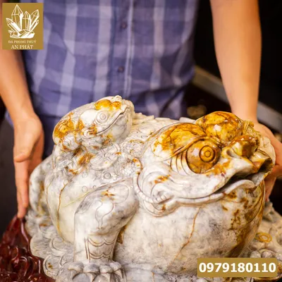 Thiềm Thừ Ngọc | Thiềm Thừ Ngọc Serpentine |Thiềm Thừ (Cóc 3 Chân, Cóc Ngậm Tiền) Ngọc Serpentine Huyết Vàng Siêu VIP - M1814