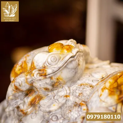 Thiềm Thừ Ngọc | Thiềm Thừ Ngọc Serpentine |Thiềm Thừ (Cóc 3 Chân, Cóc Ngậm Tiền) Ngọc Serpentine Huyết Vàng Siêu VIP - M1814