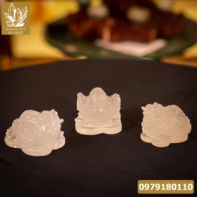 Thiềm Thừ (Cóc 3 Chân, Cóc Ngậm Tiền) Thạch Anh Trắng - M1369