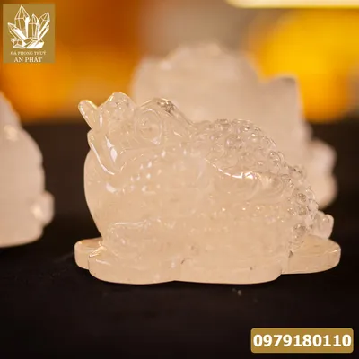 Thiềm Thừ (Cóc 3 Chân, Cóc Ngậm Tiền) Thạch Anh Trắng - M1369
