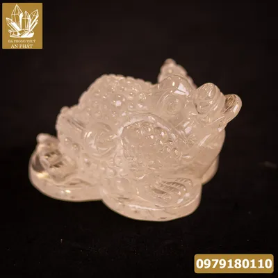 Thiềm Thừ (Cóc 3 Chân, Cóc Ngậm Tiền) Thạch Anh Trắng - M1369