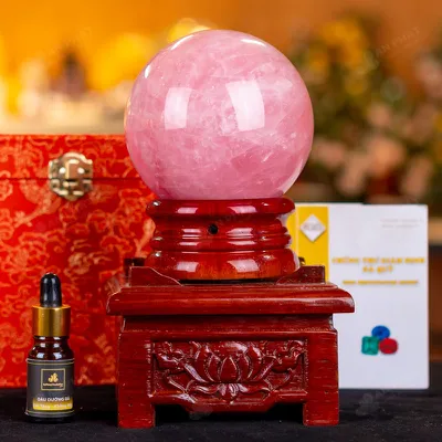 Quả Cầu Phong Thủy Đá Thạch Anh Hồng 6B - 1,6kg - M289016