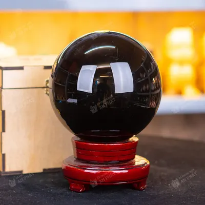 Qủa cầu phong thủy màu đen | Đá núi lửa obsidian đen 4.21kg - 14.2cm - M0388