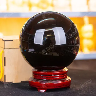 Qủa cầu phong thủy màu đen | Đá núi lửa obsidian đen 9.56kg - 18.5cm - M0833