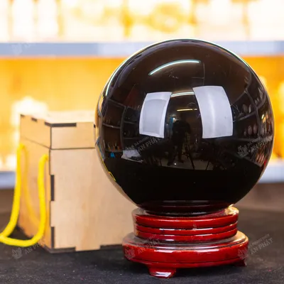 Qủa cầu phong thủy màu đen | Đá núi lửa obsidian đen 9.56kg - 18.5cm - M0833