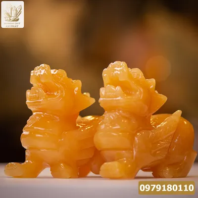 Cặp Tỳ Hưu Màu Vàng | Tỳ Hưu Đá Ngọc Hoàng Long 15cm - M0645