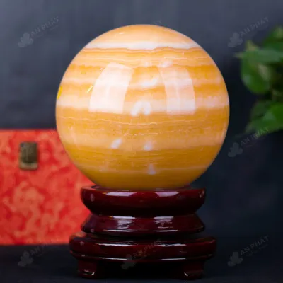 Quả Cầu Đá Phong Thủy Hoàng Long (Onyx) Vàng - 10,8kg - M1836108
