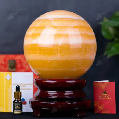 Quả Cầu Đá Phong Thủy Hoàng Long (Onyx) Vàng - 10,8kg - M1836108