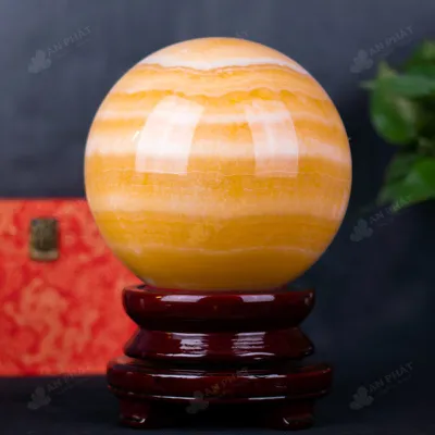 Quả Cầu Đá Phong Thủy Hoàng Long (Onyx) Vàng - 10,8kg - M1836108
