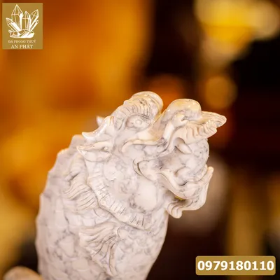Cá Chép Hóa Rồng Đá Howlite Trắng 12,8kg - M1545