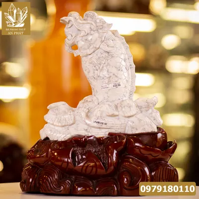 Cá Chép Hóa Rồng Đá Howlite Trắng 12,8kg - M1545