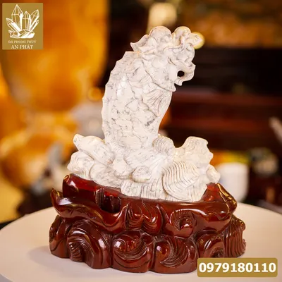 Cá Chép Hóa Rồng Đá Howlite Trắng 12,8kg - M1545