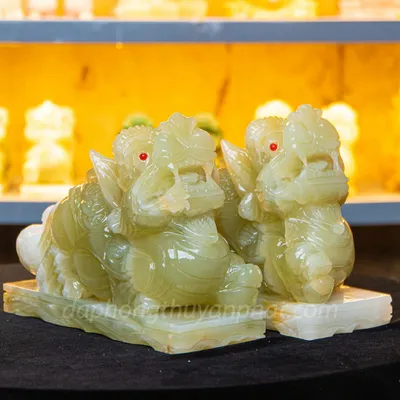 Cặp Tỳ hưu onyx xanh 25cm - M26920