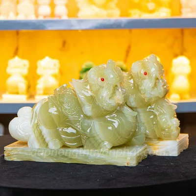 Cặp Tỳ hưu onyx xanh 25cm - M26920