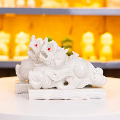 Cặp Tỳ Hưu Đá Cẩm Thạch Trắng - 20cm - M25681