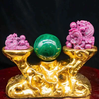 Tượng Đá Quý Ruby Hình Rồng Để Bàn Làm Việc, Ô Tô, ... - Chất Liệu Đá Ruby 100% - M2427 - 0,5kg