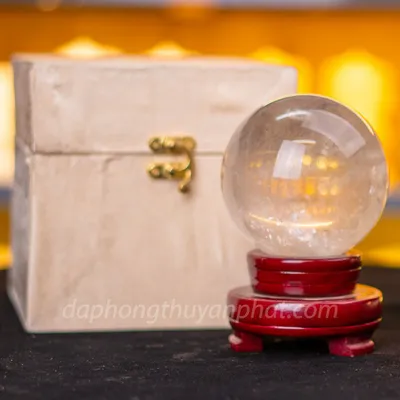 Qủa Cầu Phong Thủy Đá Thạch Anh Trắng 1,07kg - 9cm - M03872