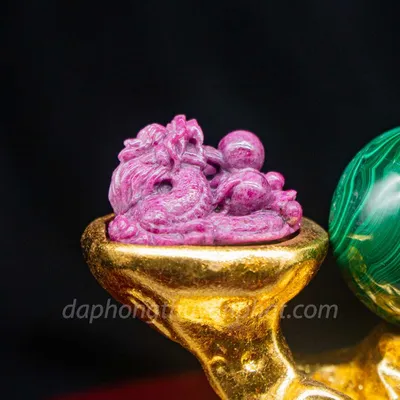 Tượng Đá Quý Ruby Hình Rồng Để Bàn Làm Việc, Ô Tô, ... - Chất Liệu Đá Ruby 100% - M2427 - 0,5kg