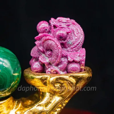 Tượng Đá Quý Ruby Hình Rồng Để Bàn Làm Việc, Ô Tô, ... - Chất Liệu Đá Ruby 100% - M2427 - 0,5kg