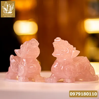 Cặp Tỳ Hưu Thạch Anh Hồng 15cm - M0701