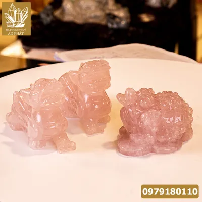 Cặp Tỳ Hưu Thạch Anh Hồng 15cm - M0701