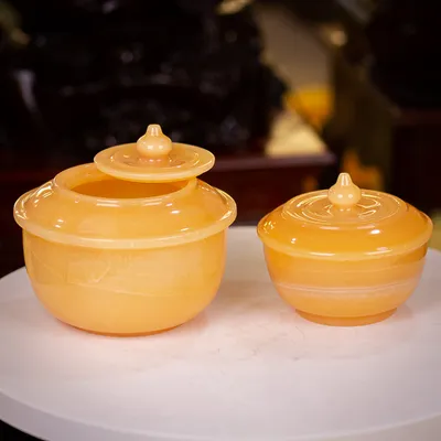 BÁT TỤ BẢO | BÁT TỤ LỘC | BÁT TỤ TÀI | BÁT TỤ THỦY ĐÁ NGỌC ONYX VÀNG CÓ NẮP ĐẬY (không cốt, không ngũ sắc, không nén vàng, không đế)