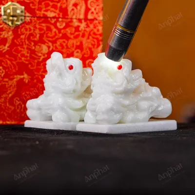 Cặp Tỳ Hưu Cẩm Thạch Trắng 10cm 047-009DN-10