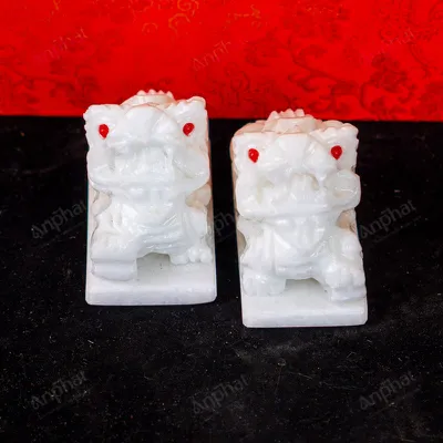 Cặp Tỳ Hưu Cẩm Thạch Trắng 10cm 047-009DN-10