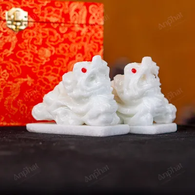 Cặp Tỳ Hưu Cẩm Thạch Trắng 10cm 047-009DN-10